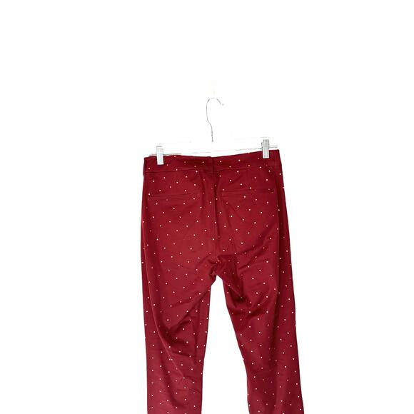 Old Navy Burgundy Rose Gold Polka Dot Mid-Rise Pixie Ankle Pants Size 4 Tall - Picture 9 of 14